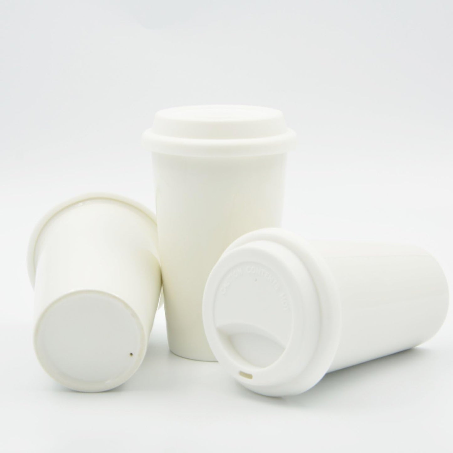 Double Wall Insulated Ceramic Cup, I Am Not a Paper Cup, 12oz, White | Reusable, Ceramic Travel Cup with Lid & Sleeve for Coffee On-The-Go, Microwave-Safe & Dishwash-Safe