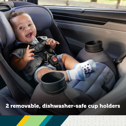 Ellaris 3-in-1 Convertible Car Seat, Slim Fit Design, Rear & Forward-Facing, 5-Position Headrest, Travel-Friendly with Machine-Washable Seat Pad, Smokey Haze