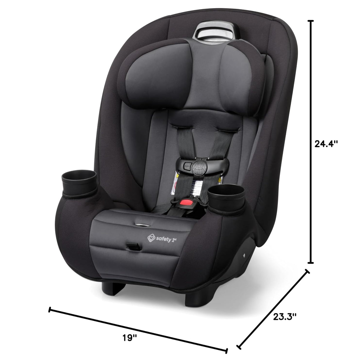 Ellaris 3-in-1 Convertible Car Seat, Slim Fit Design, Rear & Forward-Facing, 5-Position Headrest, Travel-Friendly with Machine-Washable Seat Pad, Smokey Haze