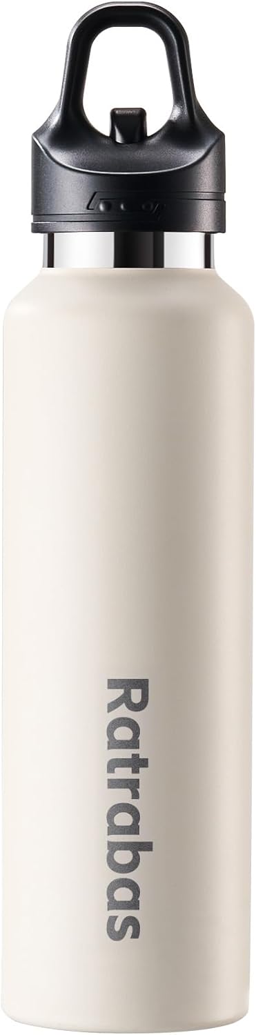 Insulated Water Bottle for Men, 21.6 oz Leak-Proof Tumbler, Black | One-touch lid opens one-handed; stainless steel travel water bottle for women fits cup holders during workouts and cycling