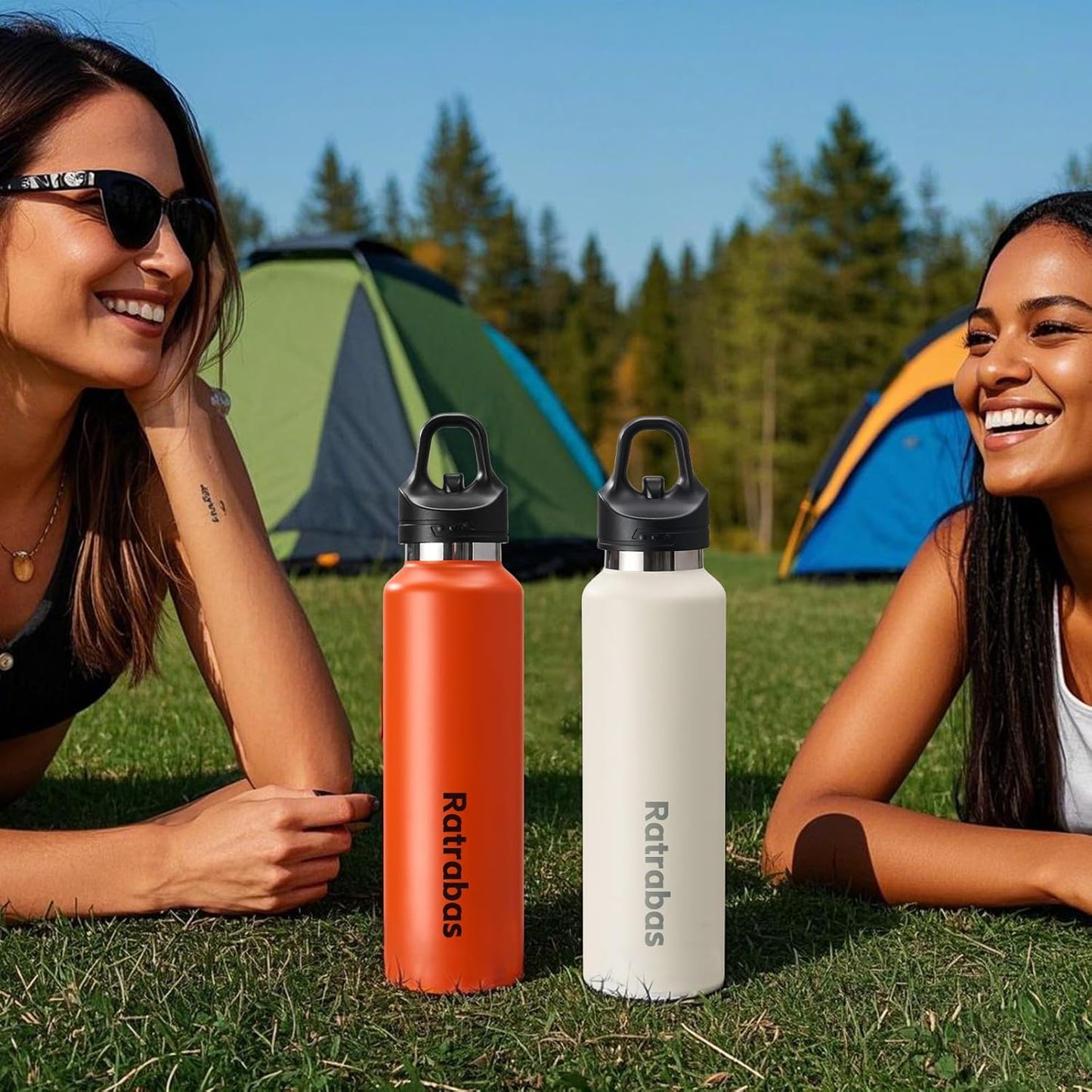 Insulated Water Bottle for Men, 21.6 oz Leak-Proof Tumbler, Black | One-touch lid opens one-handed; stainless steel travel water bottle for women fits cup holders during workouts and cycling