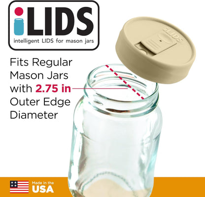 Mason Jar Drink Lid, Regular Mouth, Coral, 2 Pack, BPA-Free USA Made | Fits 2 3/4 in Ball & Kerr openings; spill-resistant for coffee, cold brew & iced tea; reusable, dishwasher-safe