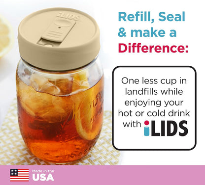 Mason Jar Drink Lid, Regular Mouth, Coral, 2 Pack, BPA-Free USA Made | Fits 2 3/4 in Ball & Kerr openings; spill-resistant for coffee, cold brew & iced tea; reusable, dishwasher-safe