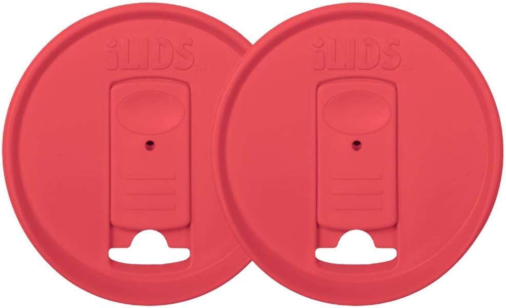 Mason Jar Drink Lid, Regular Mouth, Coral, 2 Pack, BPA-Free USA Made | Fits 2 3/4 in Ball & Kerr openings; spill-resistant for coffee, cold brew & iced tea; reusable, dishwasher-safe