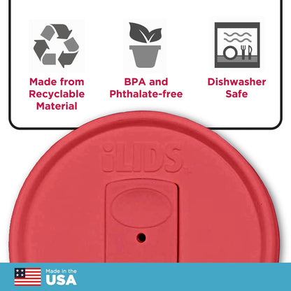 Mason Jar Drink Lid, Regular Mouth, Coral, 2 Pack, BPA-Free USA Made | Fits 2 3/4 in Ball & Kerr openings; spill-resistant for coffee, cold brew & iced tea; reusable, dishwasher-safe