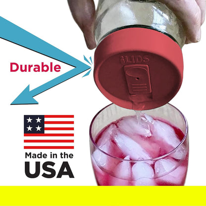 Mason Jar Drink Lid, Regular Mouth, Coral, 2 Pack, BPA-Free USA Made | Fits 2 3/4 in Ball & Kerr openings; spill-resistant for coffee, cold brew & iced tea; reusable, dishwasher-safe