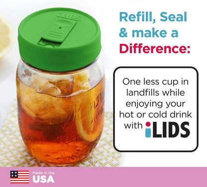 Mason Jar Drink Lid, Regular Mouth, Coral, 2 Pack, BPA-Free USA Made | Fits 2 3/4 in Ball & Kerr openings; spill-resistant for coffee, cold brew & iced tea; reusable, dishwasher-safe