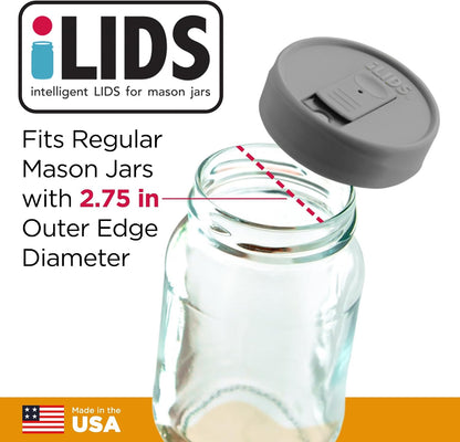 Mason Jar Drink Lid, Regular Mouth, Coral, 2 Pack, BPA-Free USA Made | Fits 2 3/4 in Ball & Kerr openings; spill-resistant for coffee, cold brew & iced tea; reusable, dishwasher-safe