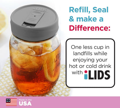 Mason Jar Drink Lid, Regular Mouth, Coral, 2 Pack, BPA-Free USA Made | Fits 2 3/4 in Ball & Kerr openings; spill-resistant for coffee, cold brew & iced tea; reusable, dishwasher-safe
