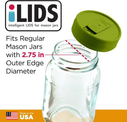 Mason Jar Drink Lid, Regular Mouth, Coral, 2 Pack, BPA-Free USA Made | Fits 2 3/4 in Ball & Kerr openings; spill-resistant for coffee, cold brew & iced tea; reusable, dishwasher-safe