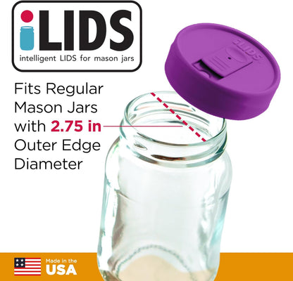 Mason Jar Drink Lid, Regular Mouth, Coral, 2 Pack, BPA-Free USA Made | Fits 2 3/4 in Ball & Kerr openings; spill-resistant for coffee, cold brew & iced tea; reusable, dishwasher-safe
