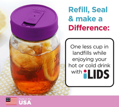 Mason Jar Drink Lid, Regular Mouth, Coral, 2 Pack, BPA-Free USA Made | Fits 2 3/4 in Ball & Kerr openings; spill-resistant for coffee, cold brew & iced tea; reusable, dishwasher-safe