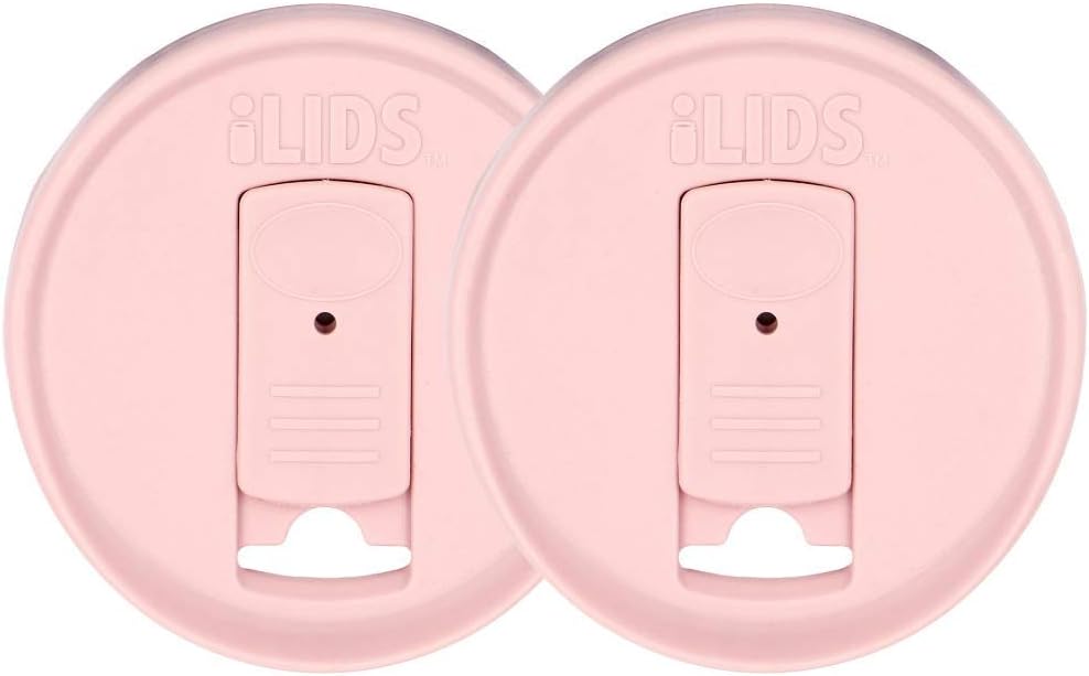 Mason Jar Drink Lid, Regular Mouth, Coral, 2 Pack, BPA-Free USA Made | Fits 2 3/4 in Ball & Kerr openings; spill-resistant for coffee, cold brew & iced tea; reusable, dishwasher-safe