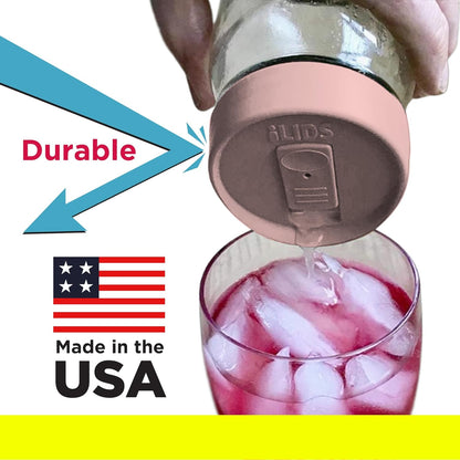 Mason Jar Drink Lid, Regular Mouth, Coral, 2 Pack, BPA-Free USA Made | Fits 2 3/4 in Ball & Kerr openings; spill-resistant for coffee, cold brew & iced tea; reusable, dishwasher-safe