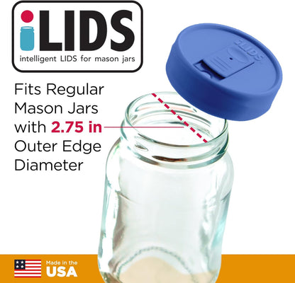 Mason Jar Drink Lid, Regular Mouth, Coral, 2 Pack, BPA-Free USA Made | Fits 2 3/4 in Ball & Kerr openings; spill-resistant for coffee, cold brew & iced tea; reusable, dishwasher-safe