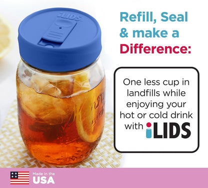 Mason Jar Drink Lid, Regular Mouth, Coral, 2 Pack, BPA-Free USA Made | Fits 2 3/4 in Ball & Kerr openings; spill-resistant for coffee, cold brew & iced tea; reusable, dishwasher-safe
