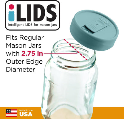Mason Jar Drink Lid, Regular Mouth, Coral, 2 Pack, BPA-Free USA Made | Fits 2 3/4 in Ball & Kerr openings; spill-resistant for coffee, cold brew & iced tea; reusable, dishwasher-safe