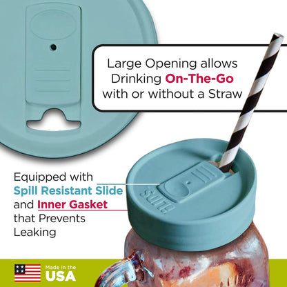 Mason Jar Drink Lid, Regular Mouth, Coral, 2 Pack, BPA-Free USA Made | Fits 2 3/4 in Ball & Kerr openings; spill-resistant for coffee, cold brew & iced tea; reusable, dishwasher-safe