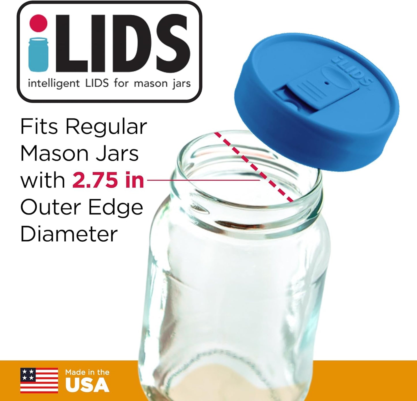 Mason Jar Drink Lid, Regular Mouth, Coral, 2 Pack, BPA-Free USA Made | Fits 2 3/4 in Ball & Kerr openings; spill-resistant for coffee, cold brew & iced tea; reusable, dishwasher-safe