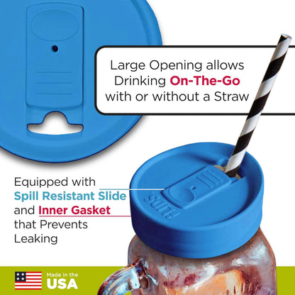 Mason Jar Drink Lid, Regular Mouth, Coral, 2 Pack, BPA-Free USA Made | Fits 2 3/4 in Ball & Kerr openings; spill-resistant for coffee, cold brew & iced tea; reusable, dishwasher-safe