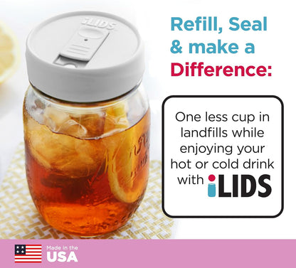 Mason Jar Drink Lid, Regular Mouth, Coral, 2 Pack, BPA-Free USA Made | Fits 2 3/4 in Ball & Kerr openings; spill-resistant for coffee, cold brew & iced tea; reusable, dishwasher-safe