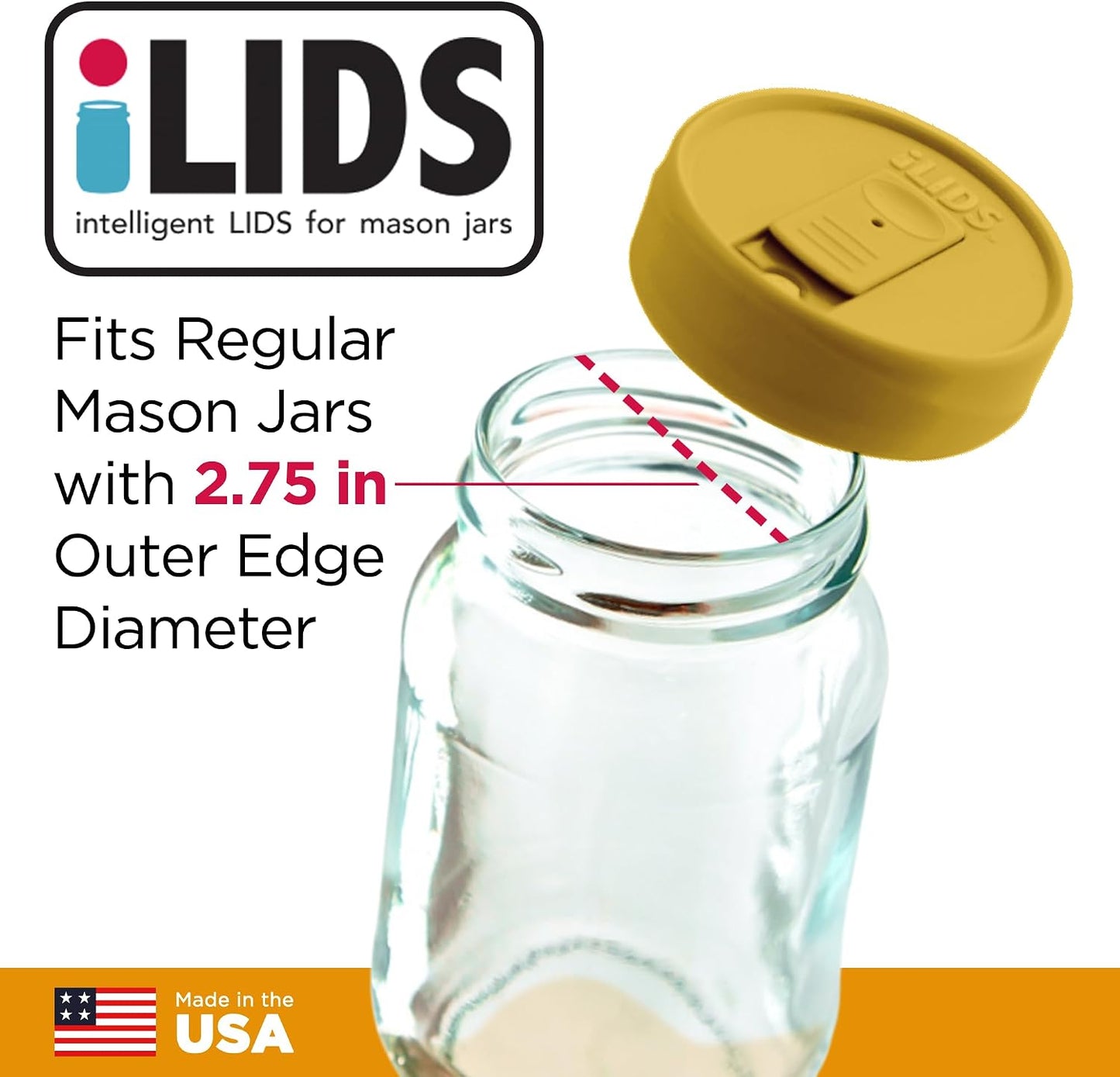 Mason Jar Drink Lid, Regular Mouth, Coral, 2 Pack, BPA-Free USA Made | Fits 2 3/4 in Ball & Kerr openings; spill-resistant for coffee, cold brew & iced tea; reusable, dishwasher-safe