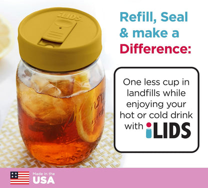 Mason Jar Drink Lid, Regular Mouth, Coral, 2 Pack, BPA-Free USA Made | Fits 2 3/4 in Ball & Kerr openings; spill-resistant for coffee, cold brew & iced tea; reusable, dishwasher-safe