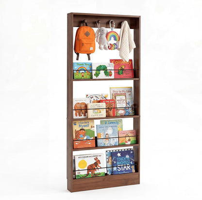 Behind The Door Bookshelf Kids Wooden Behind Door Bookcase 4-Tier White