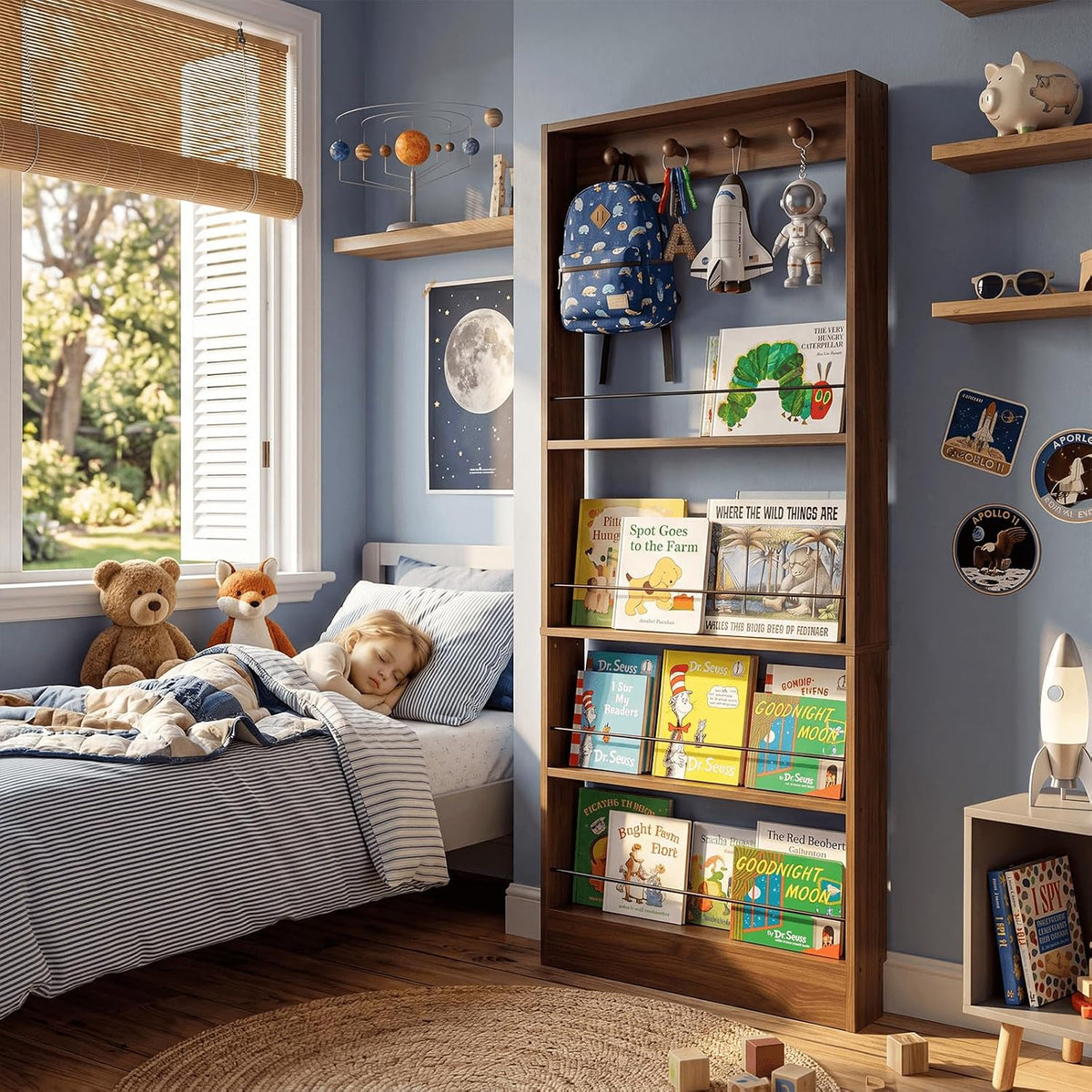 Behind The Door Bookshelf Kids Wooden Behind Door Bookcase 4-Tier White