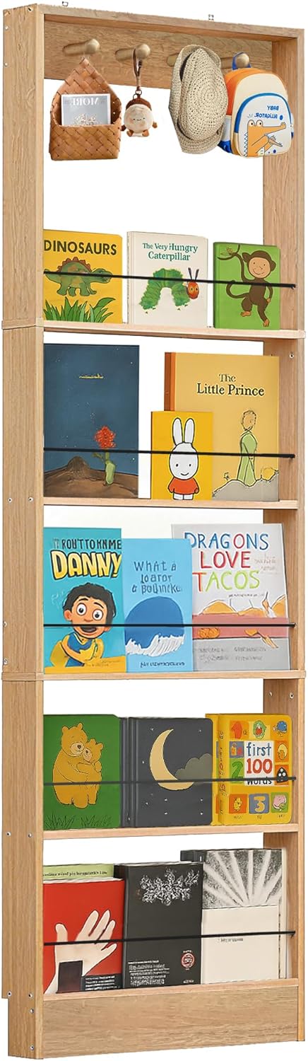 Behind The Door Bookshelf Kids Wooden Behind Door Bookcase 4-Tier White