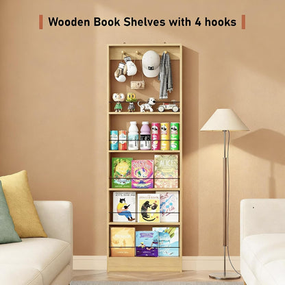 Behind The Door Bookshelf Kids Wooden Behind Door Bookcase 4-Tier White