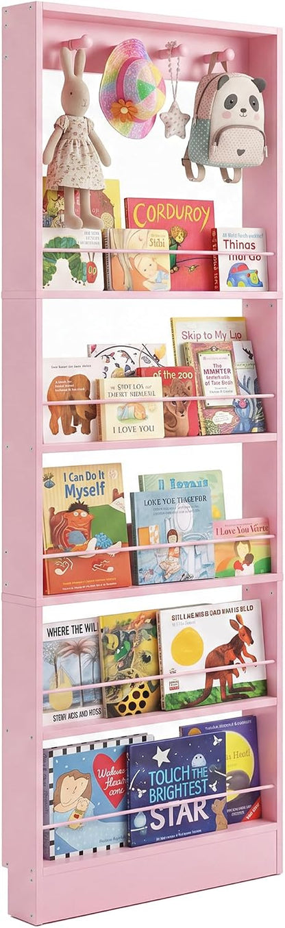 Behind The Door Bookshelf Kids Wooden Behind Door Bookcase 4-Tier White