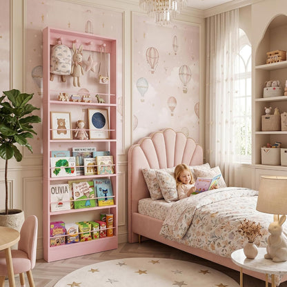 Behind The Door Bookshelf Kids Wooden Behind Door Bookcase 4-Tier White
