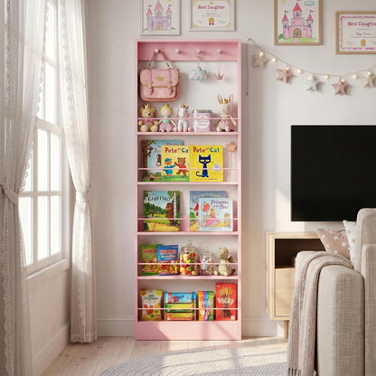 Behind The Door Bookshelf Kids Wooden Behind Door Bookcase 4-Tier White