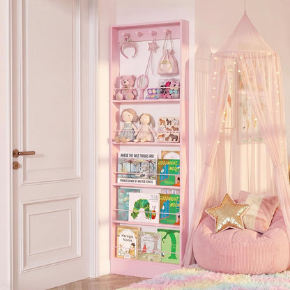 Behind The Door Bookshelf Kids Wooden Behind Door Bookcase 4-Tier White