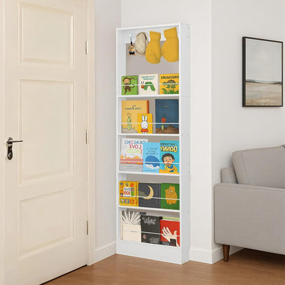 Behind The Door Bookshelf Kids Wooden Behind Door Bookcase 4-Tier White