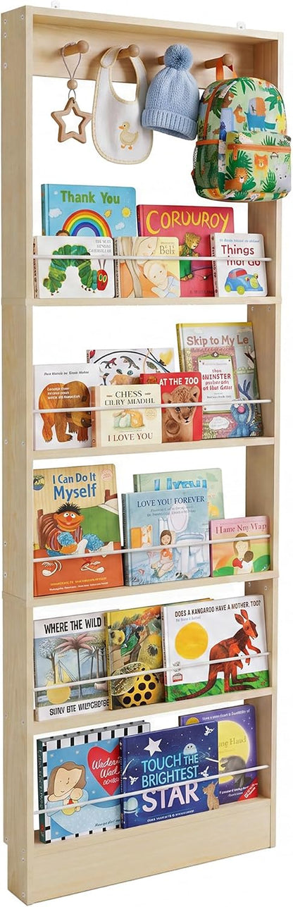 Behind The Door Bookshelf Kids Wooden Behind Door Bookcase 4-Tier White