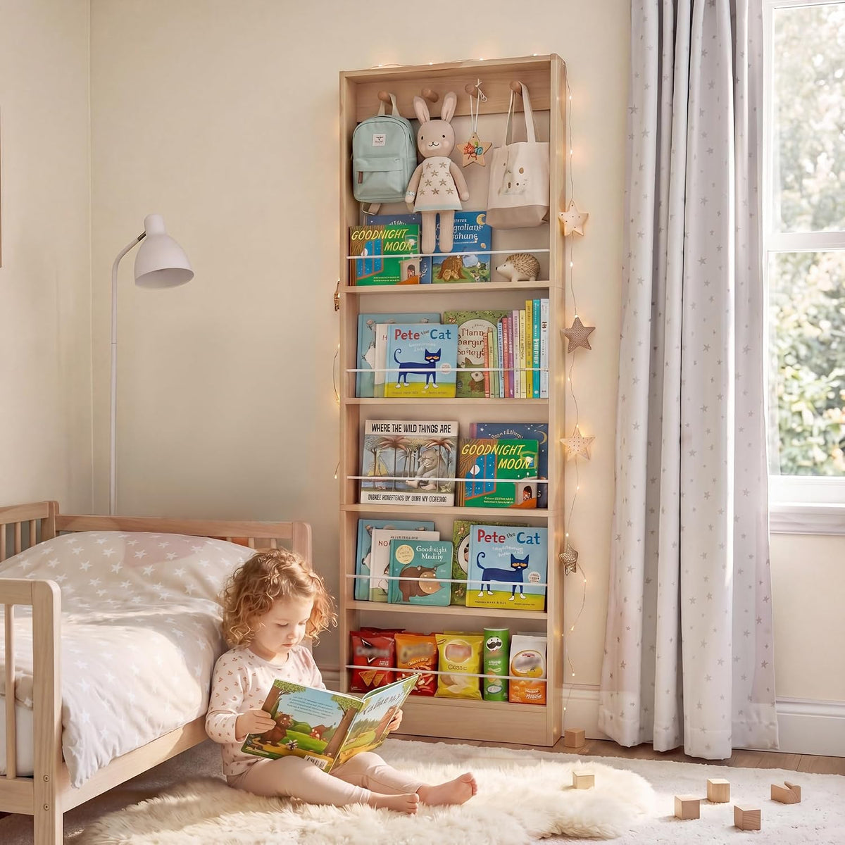 Behind The Door Bookshelf Kids Wooden Behind Door Bookcase 4-Tier White