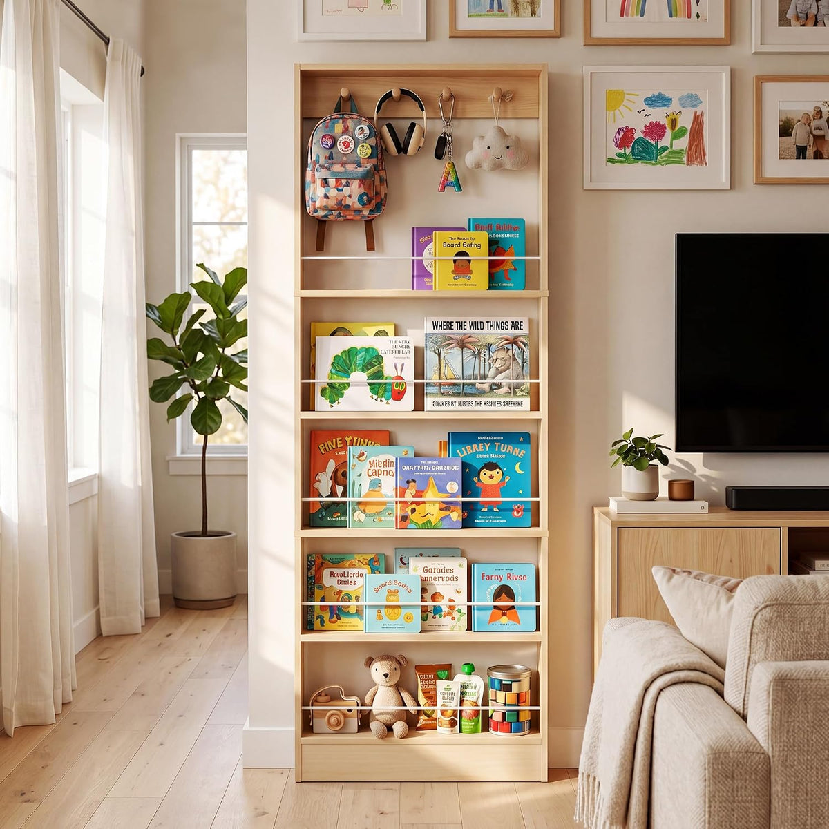 Behind The Door Bookshelf Kids Wooden Behind Door Bookcase 4-Tier White