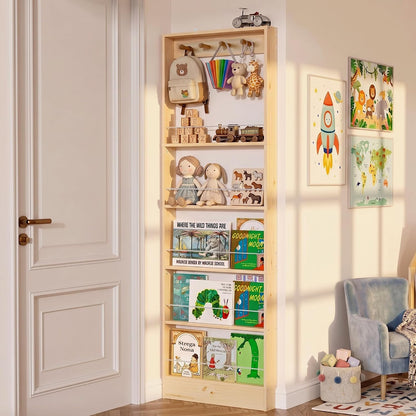 Behind The Door Bookshelf Kids Wooden Behind Door Bookcase 4-Tier White