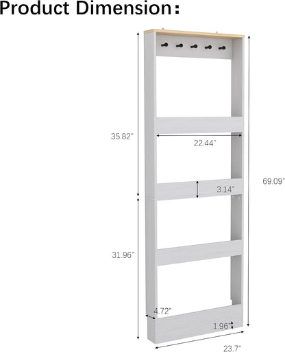 Behind The Door Bookshelf Kids Wooden Behind Door Bookcase 4-Tier White