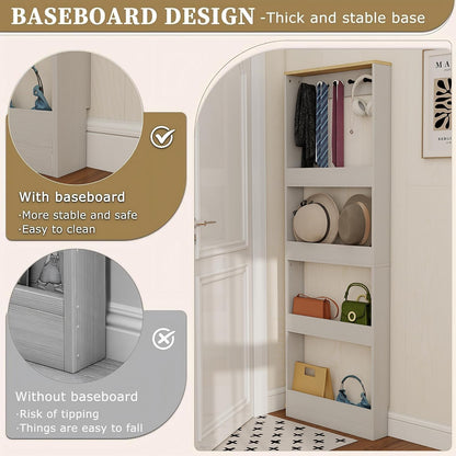 Behind The Door Bookshelf Kids Wooden Behind Door Bookcase 4-Tier White