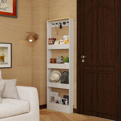 Behind The Door Bookshelf Kids Wooden Behind Door Bookcase 4-Tier White