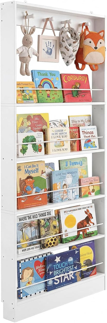 Behind The Door Bookshelf Kids Wooden Behind Door Bookcase 4-Tier White
