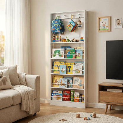 Behind The Door Bookshelf Kids Wooden Behind Door Bookcase 4-Tier White