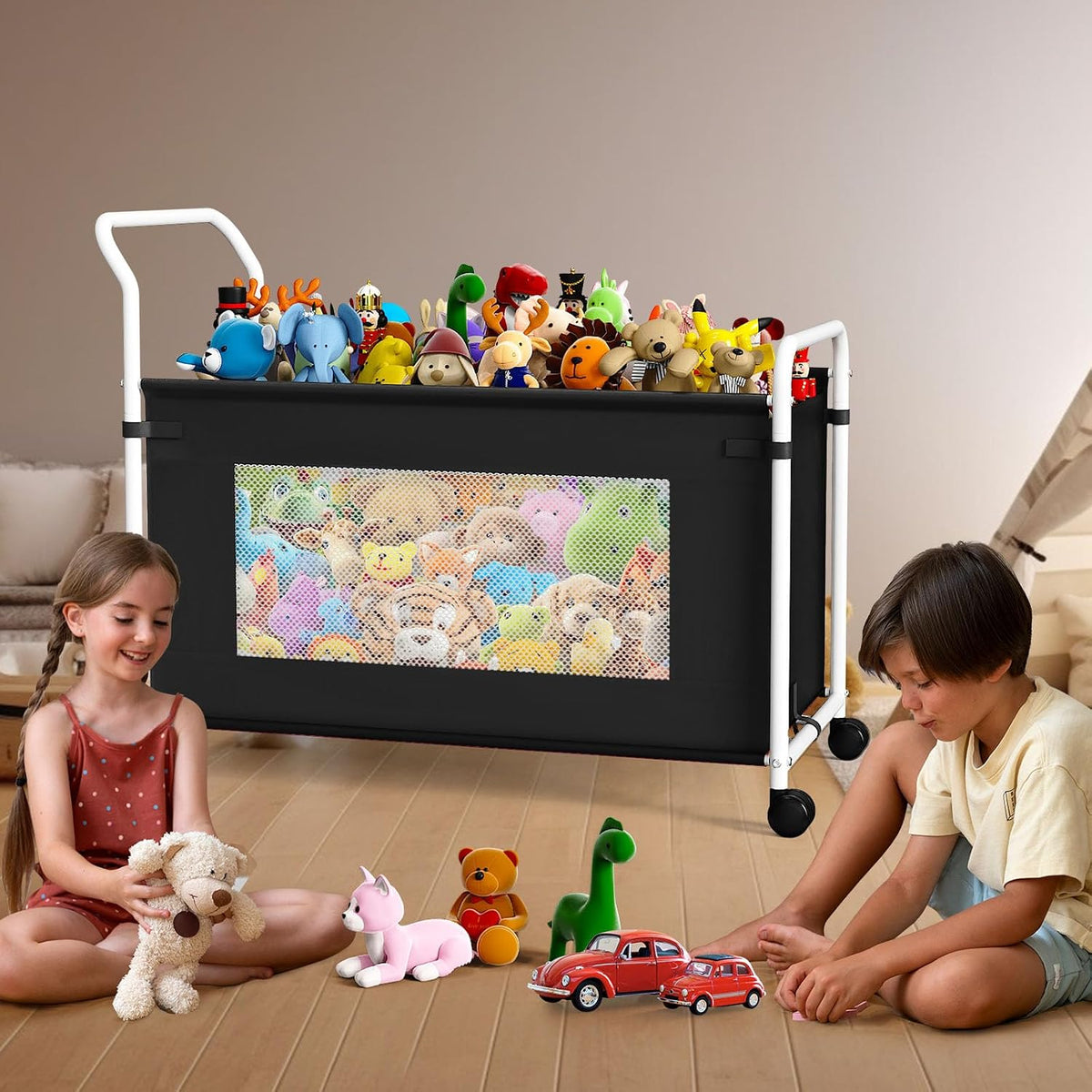 Extra Large Toy Box for Kids, Heavy Duty Toy Storage Organizer, Black