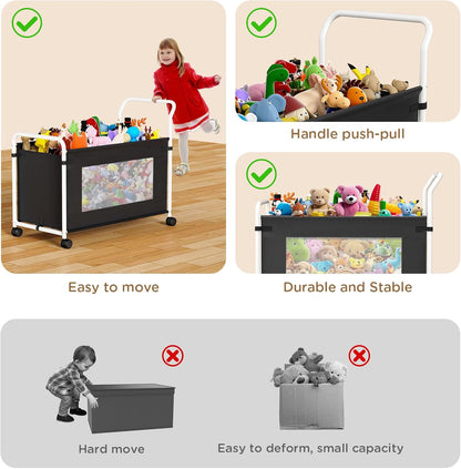 Extra Large Toy Box for Kids, Heavy Duty Toy Storage Organizer, Black
