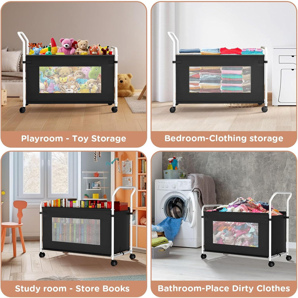 Extra Large Toy Box for Kids, Heavy Duty Toy Storage Organizer, Black