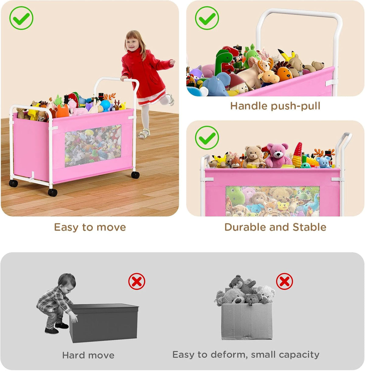 Extra Large Toy Box for Kids, Heavy Duty Toy Storage Organizer, Black
