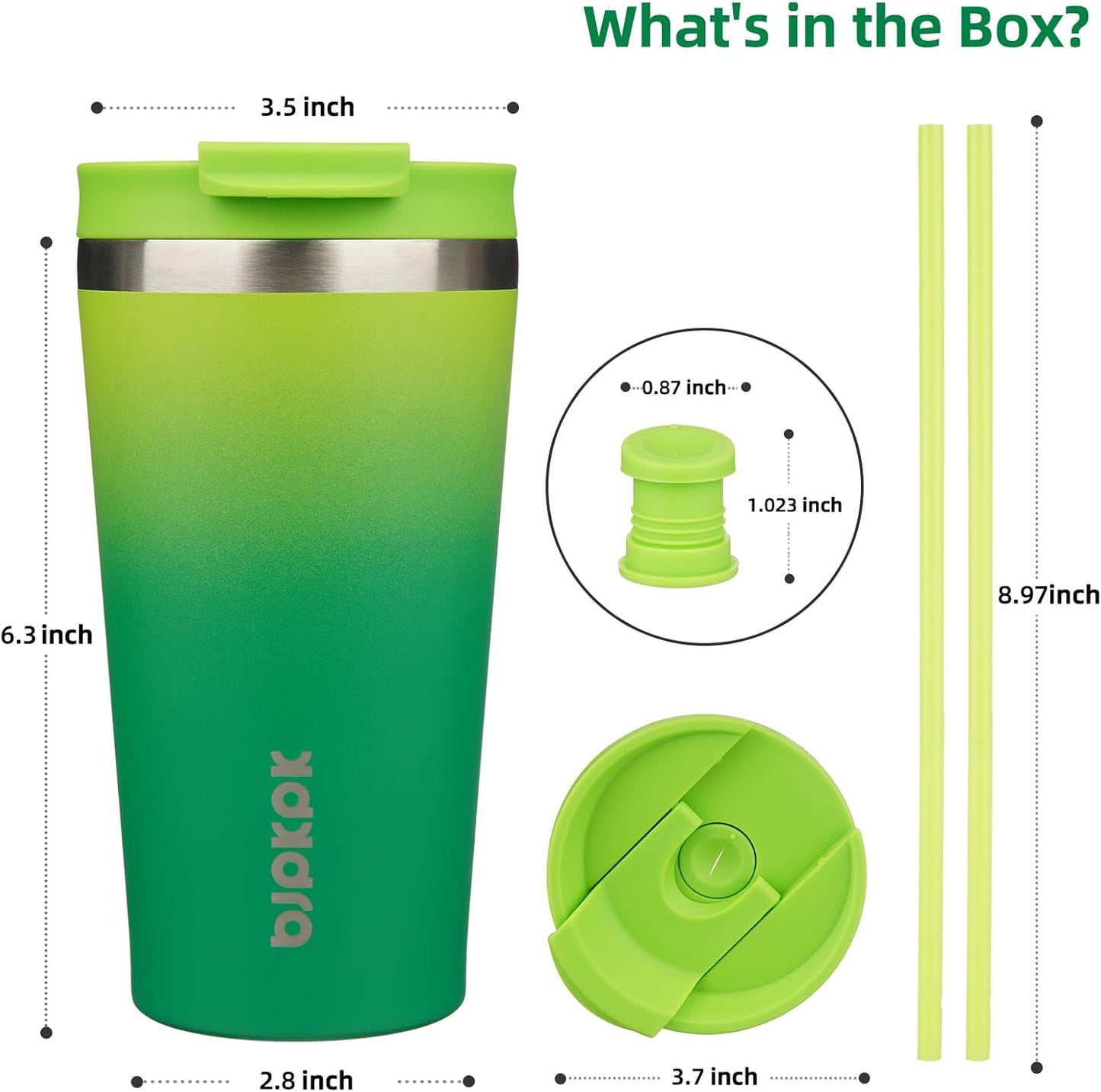 18 oz Coffee Tumbler with Straw, Insulated Stainless Steel Cup | Double Wall Vacuum, Leak Proof, Keeps Hot/Cold, BPA Free, Dishwasher Safe, Cupholder Friendly, Travel, Navy Blue